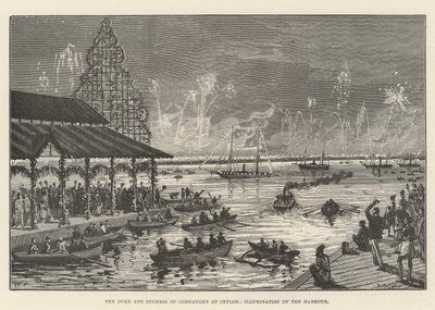 Der Herzog und die Herzogin von Connaught in Ceylon, Beleuchtung des Hafens von Walter Paget