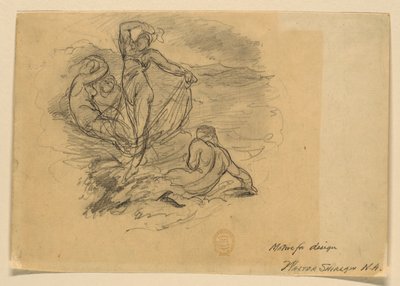 Eine Gruppe von vier Nymphen (Motiv für Design) von Walter Shirlaw