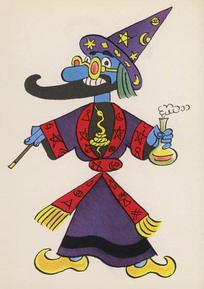 Figuren aus Kinderbüchern: Zauberer (Farblithografie) von Walter Trier