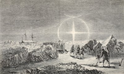 Ein Begräbnis auf dem Eis, die Wirkung von Paraselena (Scheinmonde) 1859 von Walter William May