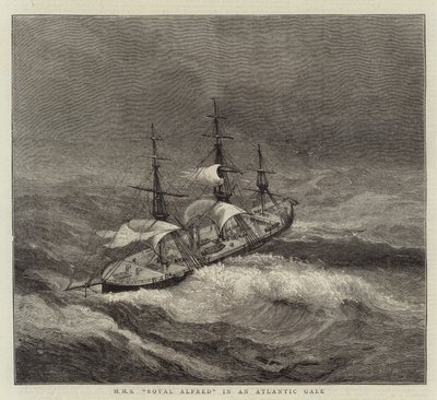 HMS Royal Alfred in einem Atlantiksturm von Walter William May