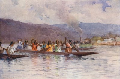 Neuseeland: Kanu-Rennen der Wahine auf dem Waikato von Walter Wright