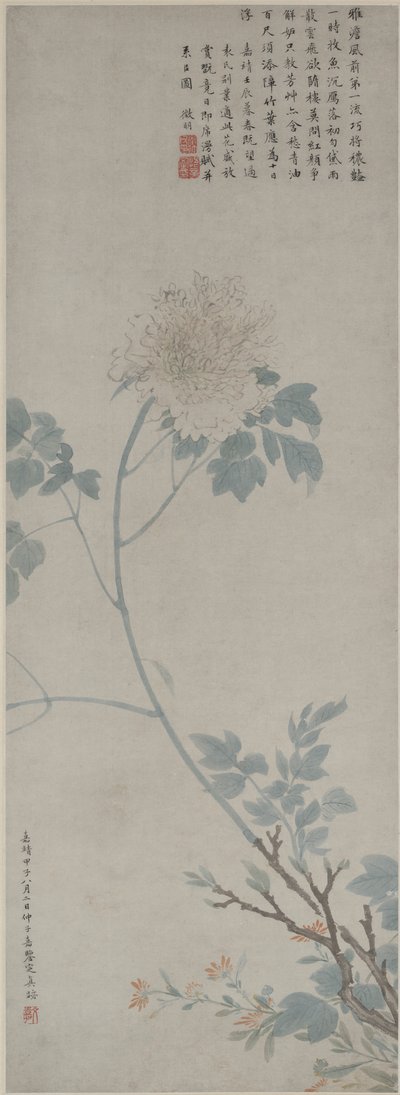 Pfingstrose, Hängende Schriftrolle, 1532 von Wen Zhengming