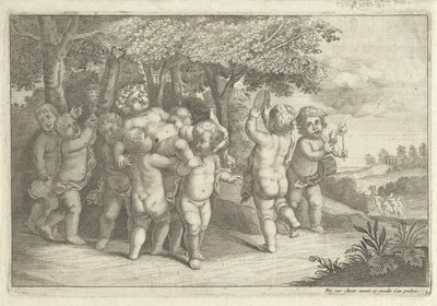 Musizierende und tanzende Jungen tragen einen Bacchanten von Wenceslaus Hollar (rejected attribution)