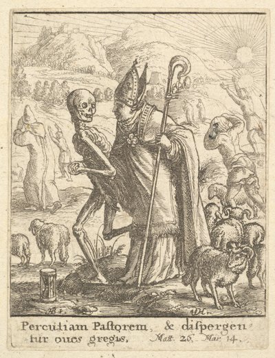 Bischof, aus dem Totentanz, 1651 von Wenceslaus Hollar