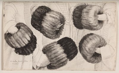 Ein Muff auf fünf verschiedene Arten gesehen von Wenceslaus Hollar