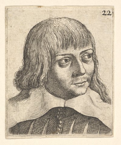 Kopf eines jungen Mannes, leicht nach rechts gedreht, 1625-77 von Wenceslaus Hollar