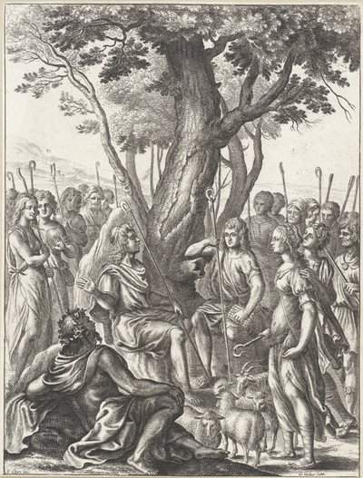 Hirte Meliboeus beurteilt das Spiel der Hirten Corydon und Thyrsis von Wenceslaus Hollar
