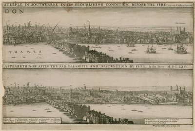 London, vor und nach dem Großen Brand von Wenceslaus Hollar