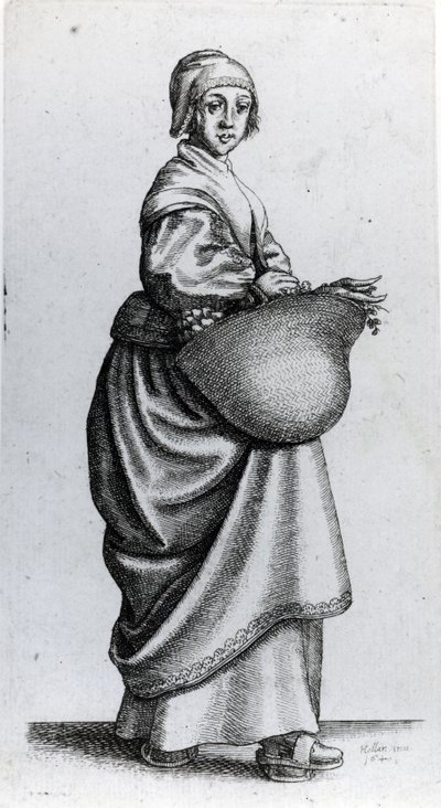 Magd kehrt vom Markt zurück, 1640 von Wenceslaus Hollar
