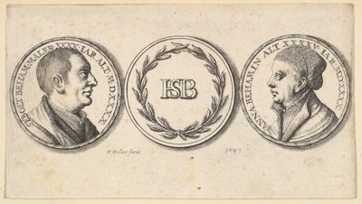 Medaillons mit Porträts von Sebald Beham und Anna Beham, 1647 von Wenceslaus Hollar