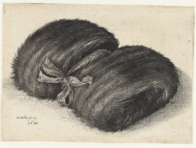 Pelzmuff verziert mit einem Band Muffs (Serientitel) von Wenceslaus Hollar