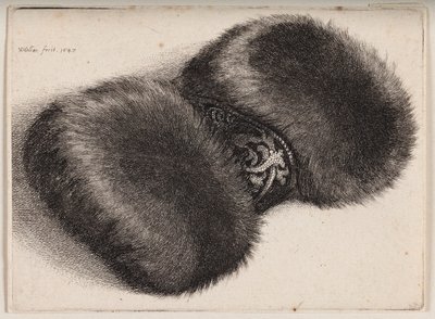 Pelzmuff mit einem brokatbezogenen Band von Wenceslaus Hollar