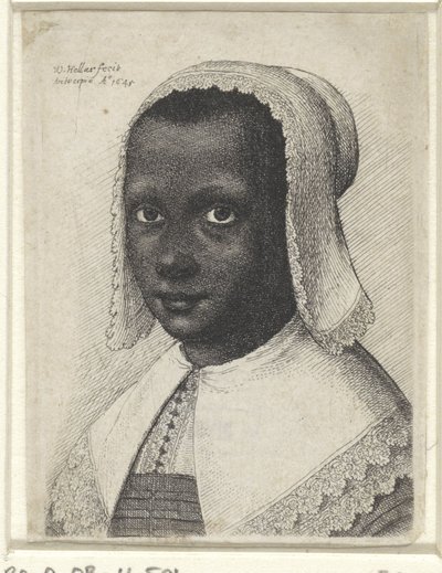 Porträt einer jungen schwarzen Frau, 1645 von Wenceslaus Hollar