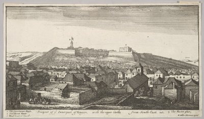 Aussicht auf den inneren Teil von Tanger mit der oberen Burg von Wenceslaus Hollar