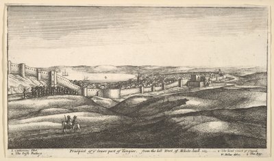 Aussicht auf den unteren Teil von Tanger, vom Hügel westlich von Whitehall, 1669-73 von Wenceslaus Hollar