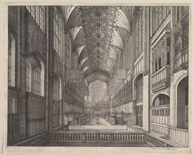 Chor der St.-Georgs-Kapelle, Windsor (aus Elias Ashmoles „Der Hosenbandorden“, 1672) von Wenceslaus Hollar