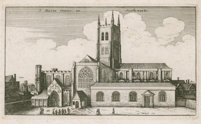 St. Mary Overies, Southwark, London; Zeichnung datiert 1647 von Wenceslaus Hollar