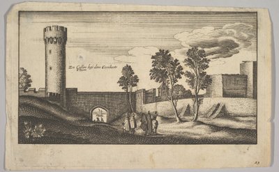 Der Kunibertturm bei Köln, Kopie, 1625-77 von Wenceslaus Hollar
