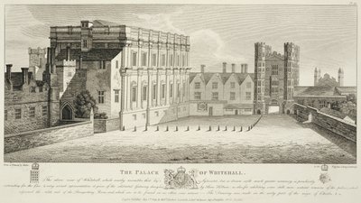 Der Palast von Whitehall, aus einer Zeichnung in der Pepysian Library, Cambridge, veröffentlicht 1809 von Wenceslaus Hollar