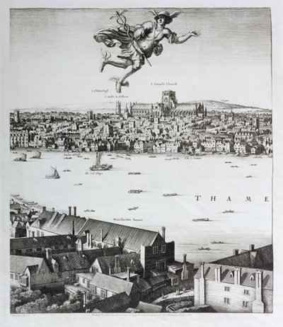 Ansicht von London, veröffentlicht 1647 (Faksimile) (Detail) von Wenceslaus Hollar