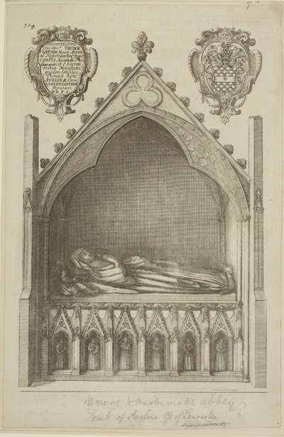 Blick auf das Grab von Avaline, Gräfin von Lancaster (Ehefrau von Edmund, Earl of Lancaster) in der Westminster Abbey, 1666 von Wenceslaus Hollar