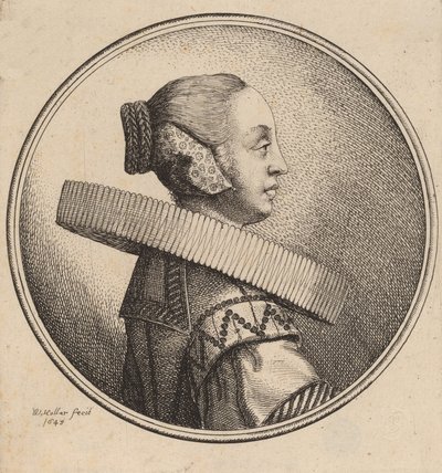 Frau mit Halskrause im Profil, 1643 von Wenceslaus Hollar