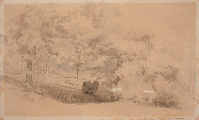 Waldlandschaft mit Pferd und Wagen von Werner Holmberg