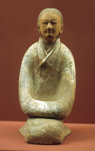 Frau, die auf ihren Fersen sitzt, 206 v. Chr.-8 n. Chr. von Western Han Dynasty Chinese School