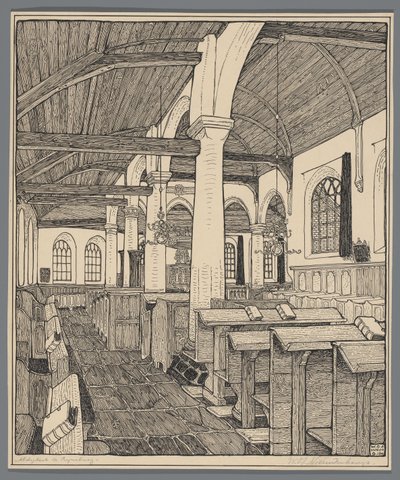 Innenraum der Abteikirche in Rijnsburg von Wijnand Otto Jan Nieuwenkamp (signed by artist)