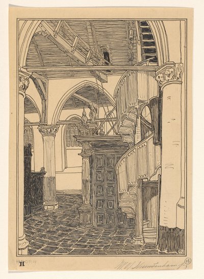 Innenraum der Noorderkerk in Hoorn von Wijnand Otto Jan Nieuwenkamp (signed by artist)