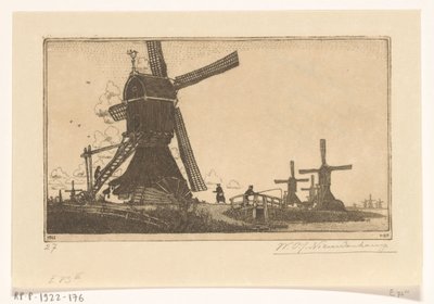 Wipmühlen an der Vlist zwischen Haastrecht und Schoonhoven von Wijnand Otto Jan Nieuwenkamp (signed by artist)
