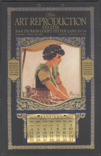 Kalender der Kunstreproduktionsfirma von Wilfred Fryer