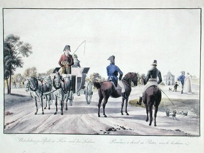 Reiten im Prater Park, Wien, graviert von Adam von Bartsch, 1804 von Wilhelm Alexander (after) Kobell