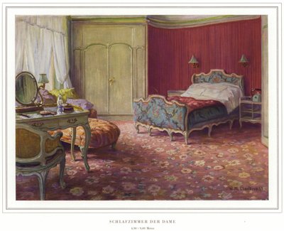 Geschäft der Teppichhersteller Halbmond-Teppichfabrik Von Koch und Te Kock (Farblithographie) von Wilhelm Ludwig Heinrich Claudius