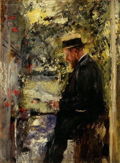 Tierarzt Reindl im Laubengang, um 1890 von Wilhelm Maria Hubertus Leibl
