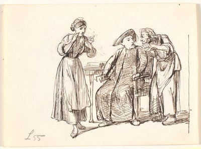 Eine alte Frau spricht mit einem Pater, links eine junge Frau von Wilhelm Marstrand