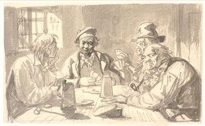 Kartenspiel in einem Wirtshauskeller von Wilhelm Marstrand