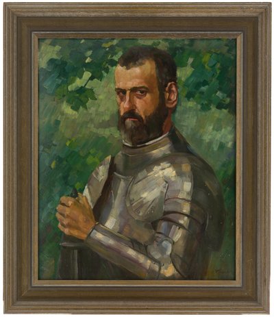 Brustbild eines Mannes im Harnisch von Wilhelm Trübner