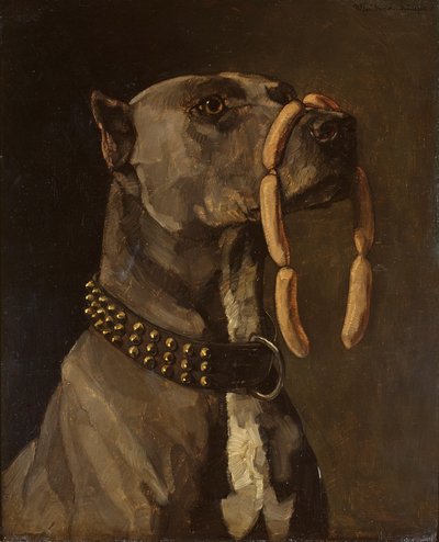 Dogge (mit Würstchen) von Wilhelm Trübner
