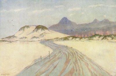 Am Fish Hoek Beach, Nord Hoek Mountains in der Ferne von Wilhelm Westhofen