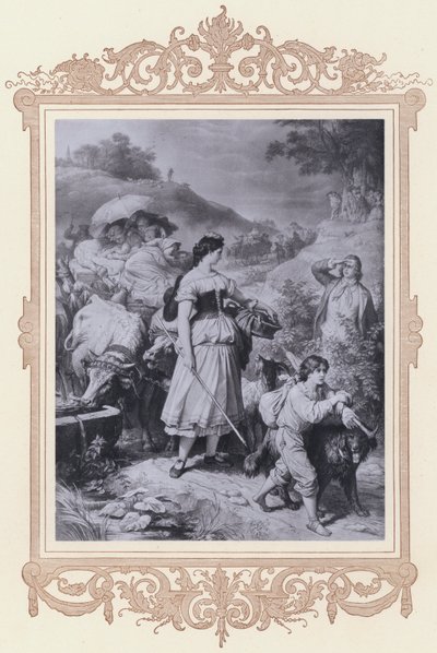 Dorothea und die Auswanderer, Hermann und Dorothea (Lithografie) von Wilhelm von (after) Kaulbach