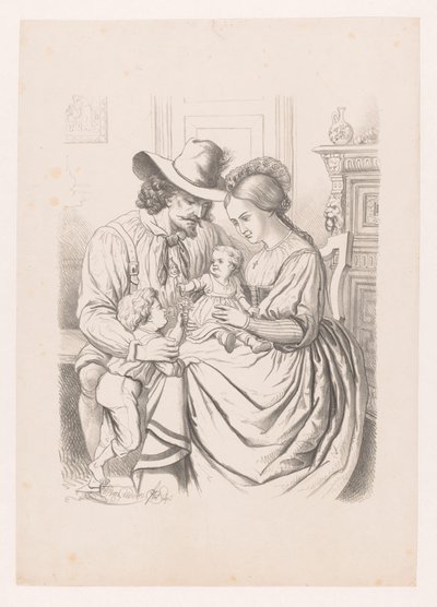 Familie mit kleinen Kindern von Wilhelmus Petrus van Geldorp