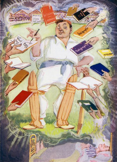 Der Traum von Potts Minor vor dem Schulkricketspiel (Farblithographie) von Will Dyson