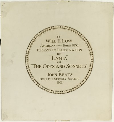 Titelseite für die "Oden und Sonette von John Keats" von Will Hicock Low