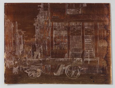 Alter Stadtteil von Amsterdam mit Wagen im Vordergrund von Willem Adrianus Grondhout (signed by artist)
