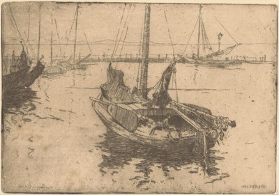 Boote im Hafen von Volendam von Willem Adrianus Grondhout (signed by artist)