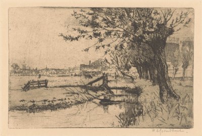 Graben bei der städtischen Gasfabrik in der Binckhorst in Den Haag von Willem Adrianus Grondhout (signed by artist)