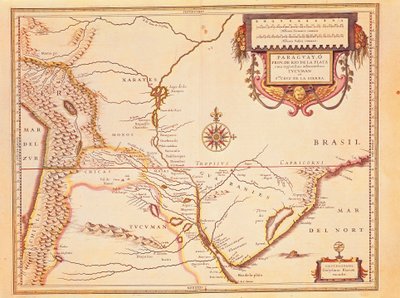 Rio de la Plata, Silberfluss und das Paraná-Becken in Paraguay, aus Willem Blaeus Atlas von Willem Blaeu