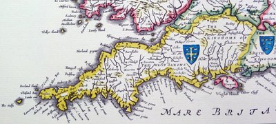 Schilde von Wessex und Sussex aus der Heptarchie; ein Sammelname für die angelsächsischen Königreiche von Willem Blaeu